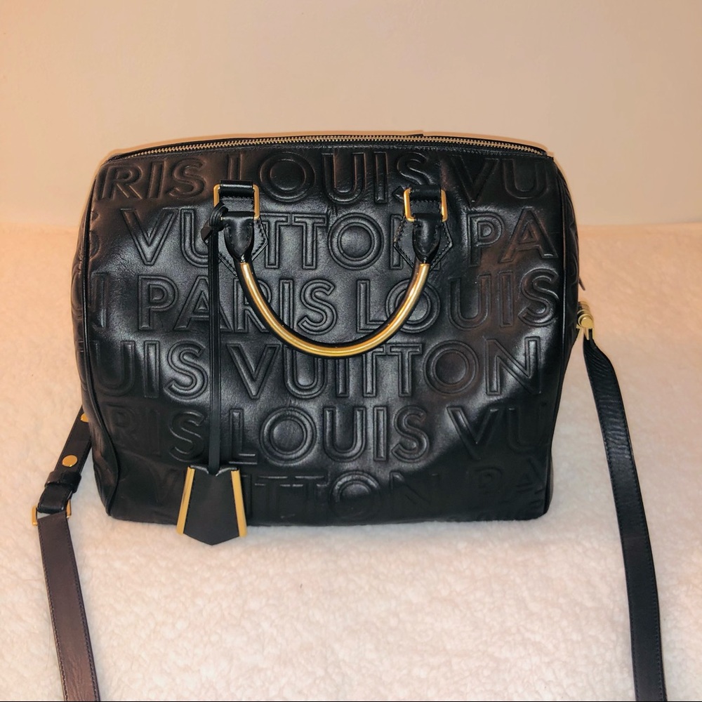 SOLD Louis Vuitton Black Monogram Paris Speedy Cube 30 Bag